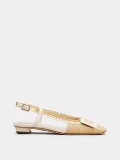 Roger Vivier Belle Vivier Slingback Ballerinas in canvas Clearance