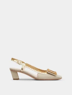 Roger Vivier Belle Vivier Slingback Pumps in canvas Discount