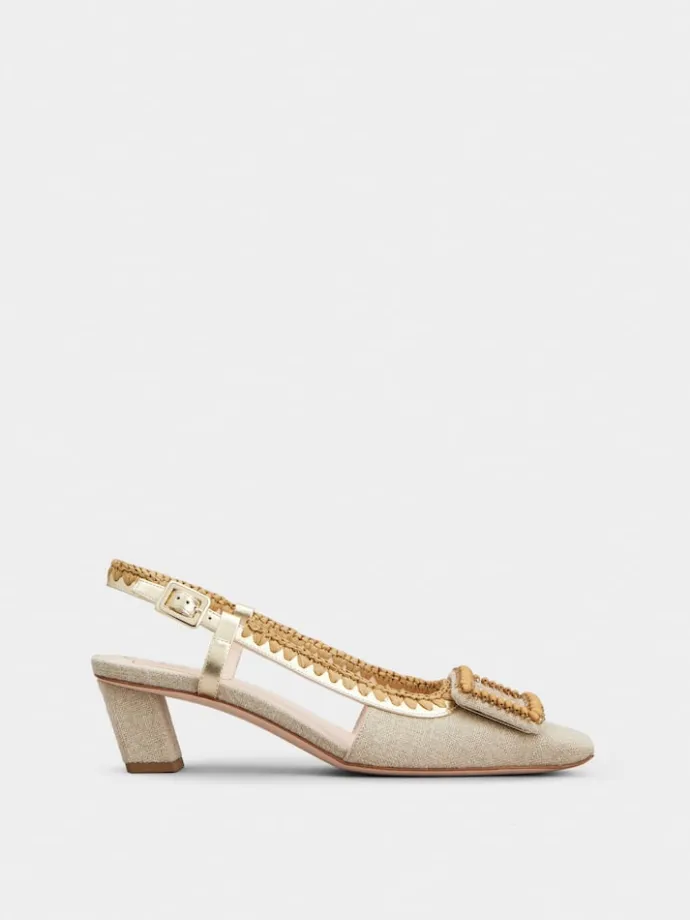 Roger Vivier Belle Vivier Slingback Pumps in canvas Discount