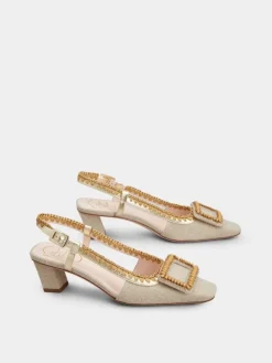 Roger Vivier Belle Vivier Slingback Pumps in canvas Discount