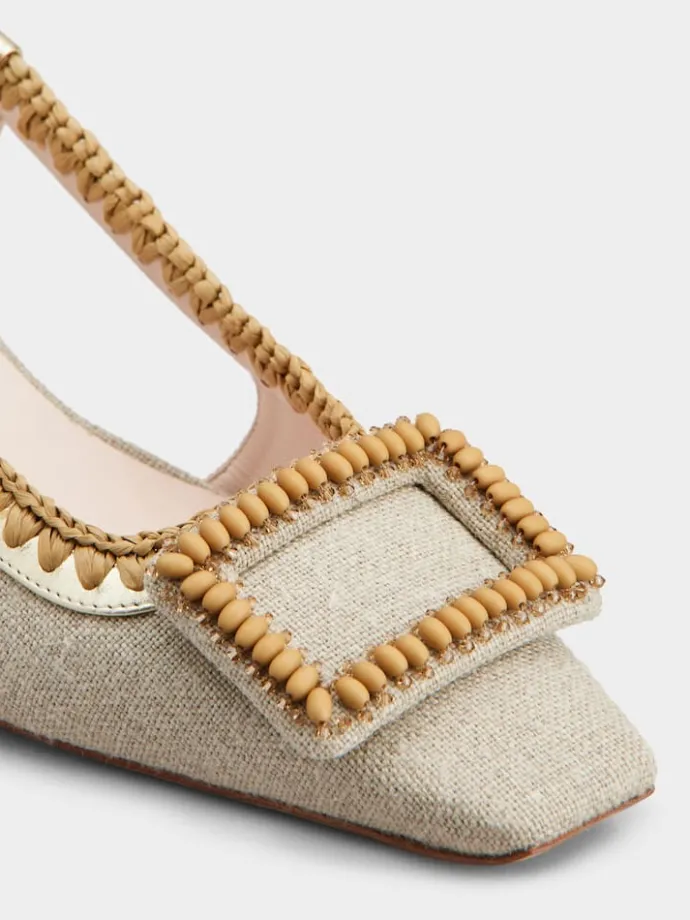 Roger Vivier Belle Vivier Slingback Pumps in canvas Discount