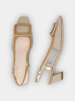 Roger Vivier Belle Vivier Slingback Pumps in canvas Discount