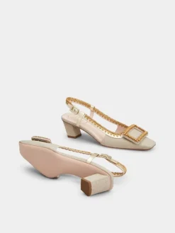 Roger Vivier Belle Vivier Slingback Pumps in canvas Discount