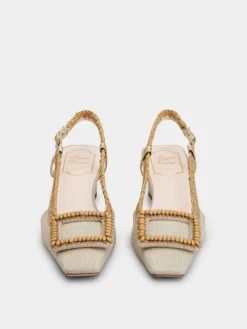 Roger Vivier Belle Vivier Slingback Pumps in canvas Discount