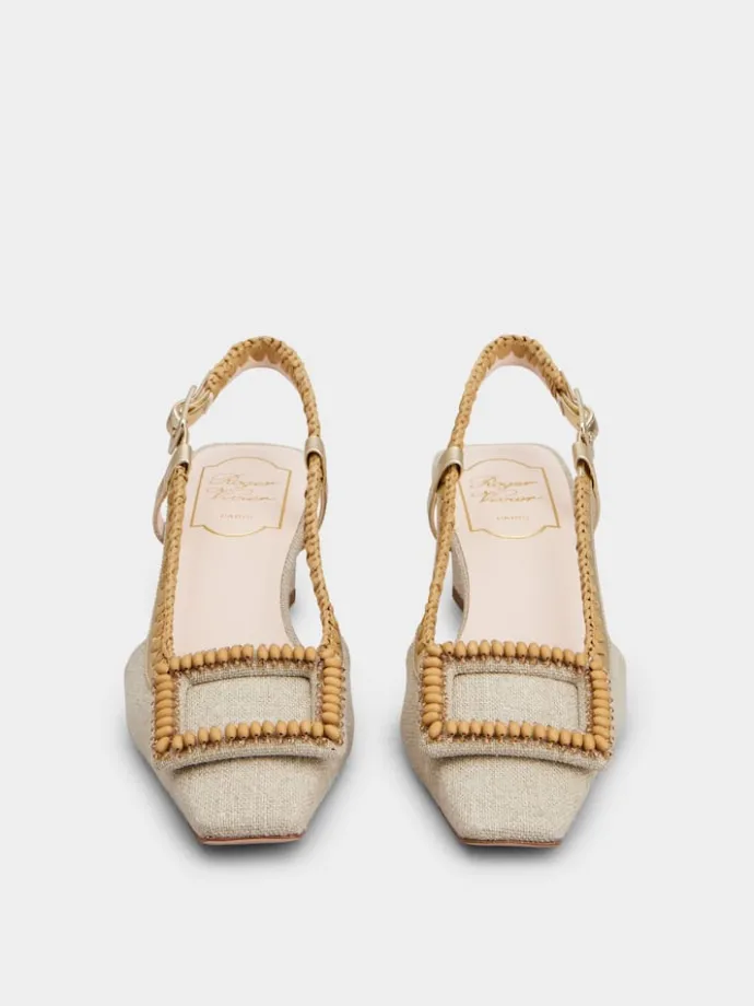 Roger Vivier Belle Vivier Slingback Pumps in canvas Discount