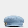 Roger Vivier Broche Vivier Buckle Sailor Cap in Denim New