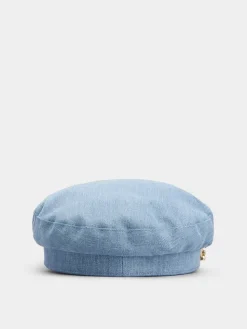 Roger Vivier Broche Vivier Buckle Sailor Cap in Denim New
