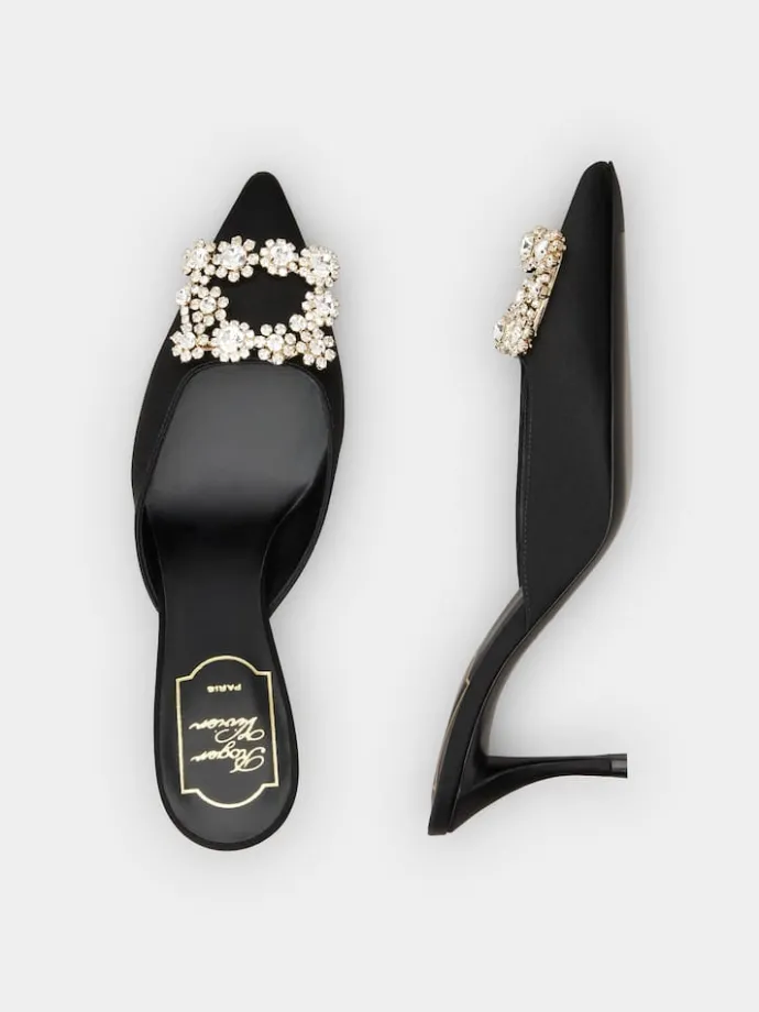 Roger Vivier Efflorescence Mules in satin Sale