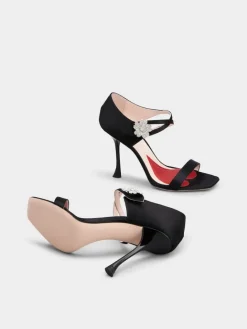 Roger Vivier I Love Vivier Daisy Strass Sandals in Satin Sale