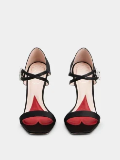 Roger Vivier I Love Vivier Daisy Strass Sandals in Satin Sale