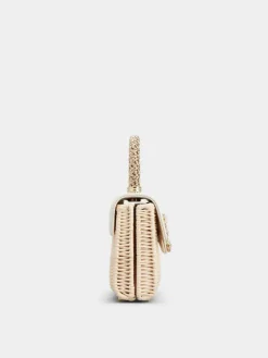 Roger Vivier Jewel Efflorescence Mini Bag in leather and rattan Clearance