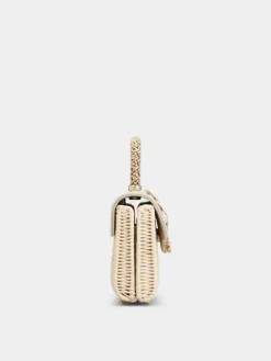 Roger Vivier Jewel Efflorescence Mini Bag in linen and rattan Fashion