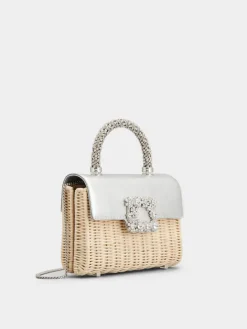 Roger Vivier Jewel Efflorescence Mini Bag in leather and rattan Sale