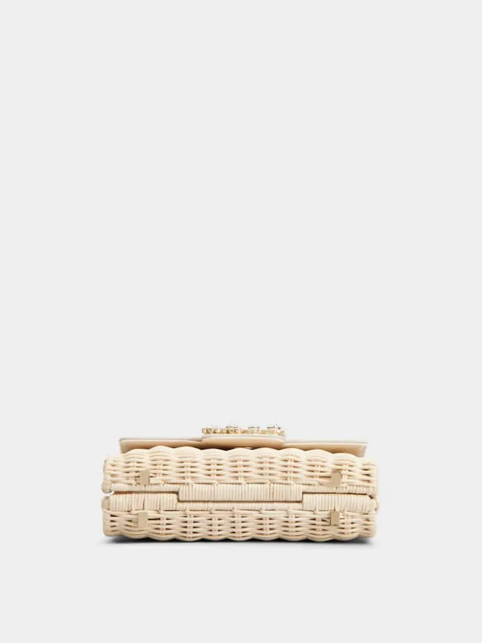 Roger Vivier Jewel Efflorescence Mini Bag in leather and rattan Clearance