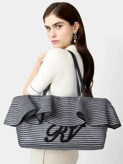 Roger Vivier Medium Shopping Bag in raffia Discount