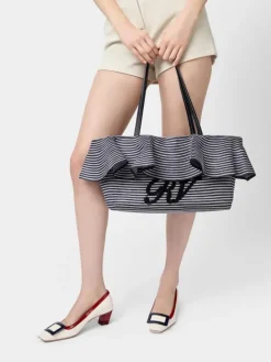 Roger Vivier Medium Shopping Bag in raffia Discount