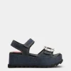Roger Vivier Slidy Viv' Wedge Sandals in denim Discount