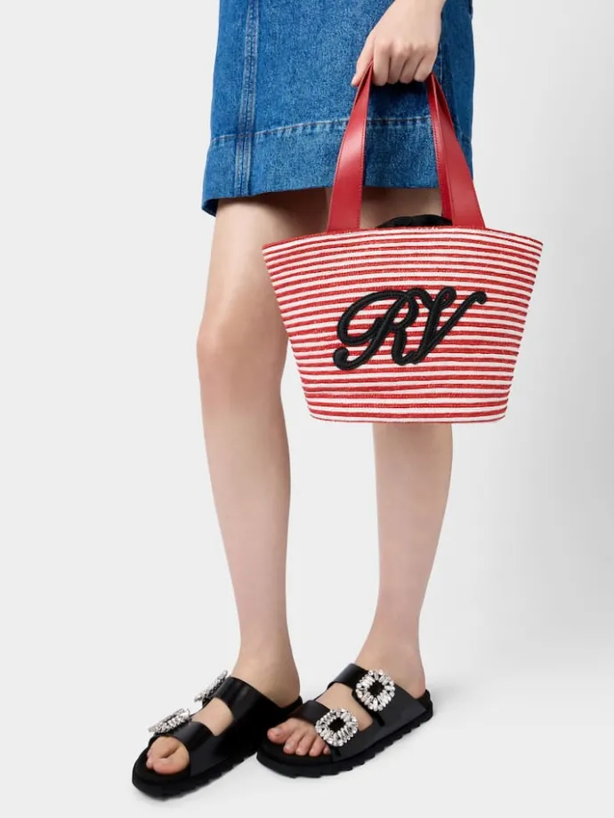 Roger Vivier Small Shopping Bag in raffia Best