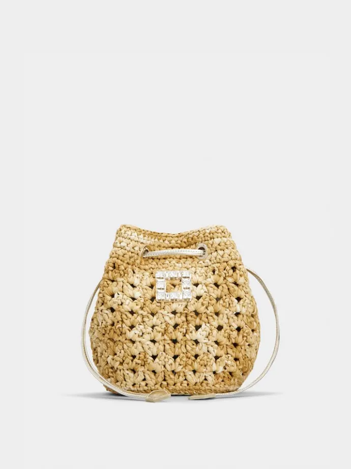 Roger Vivier Très Vivier Bucket Bag in raffia New