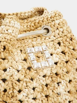Roger Vivier Très Vivier Bucket Bag in raffia New