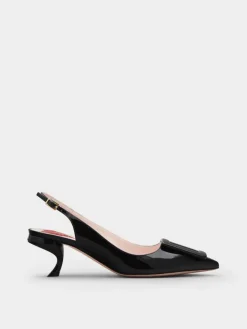 Roger Vivier Virgule Slingback Pumps in patent leather Discount