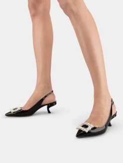 Roger Vivier Virgule Slingback Pumps in patent leather Outlet