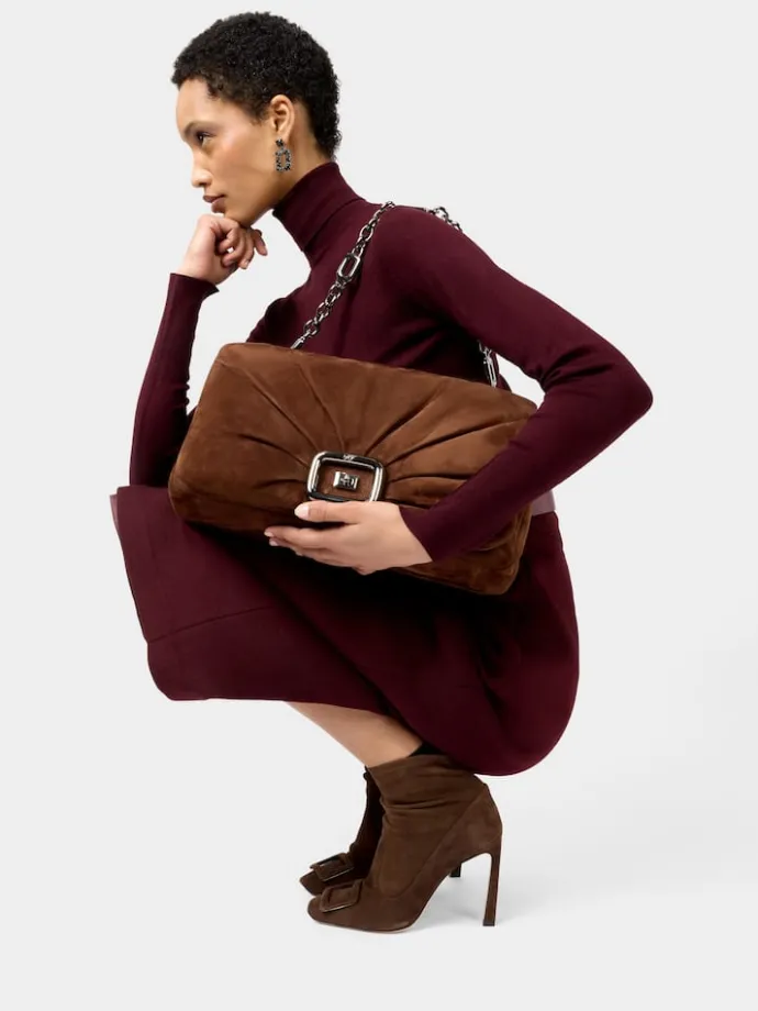 Roger Vivier Viv' Choc Large Bag in suede Outlet