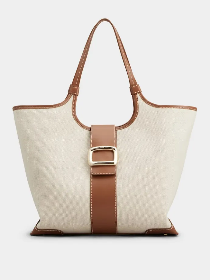 Roger Vivier Viv' Choc Medium Shopping Bag in canvas Sale