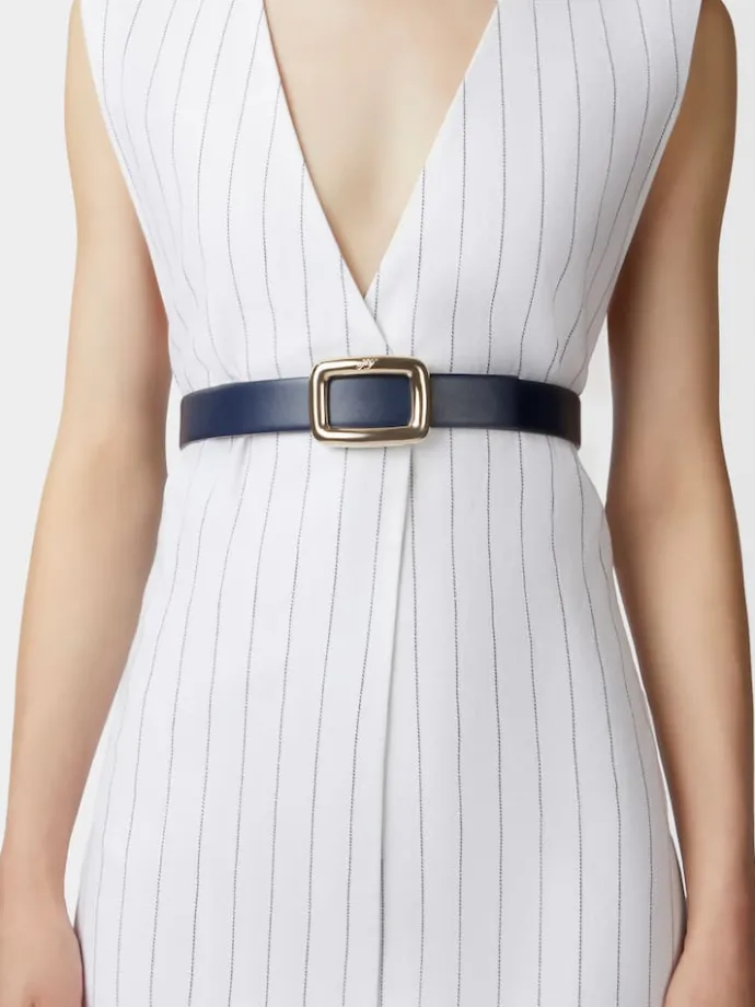 Roger Vivier Viv' Choc Metal Buckle Belt in Leather Outlet
