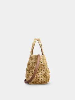 Roger Vivier Viv' Choc Mini Shopping Bag in Raffia Hot