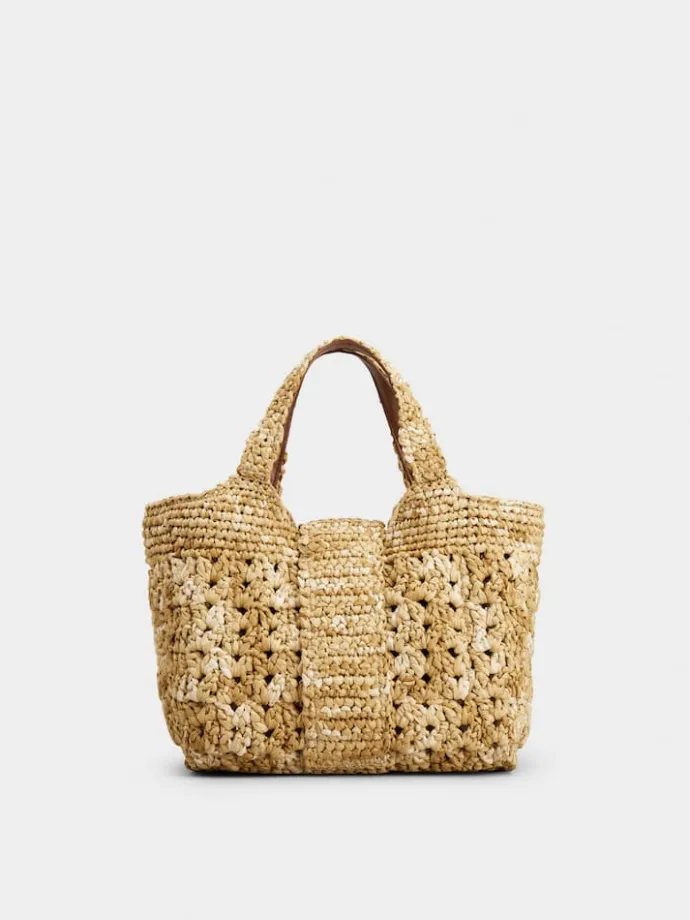 Roger Vivier Viv' Choc Mini Shopping Bag in Raffia Hot