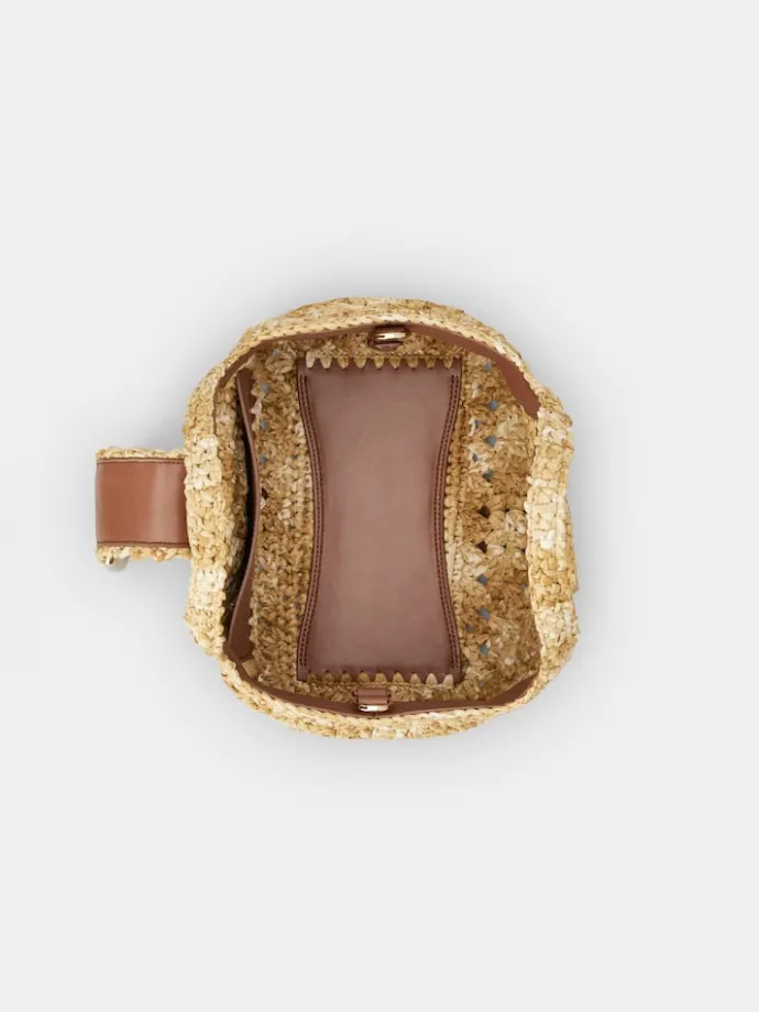 Roger Vivier Viv' Choc Mini Shopping Bag in Raffia Hot