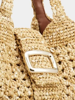 Roger Vivier Viv' Choc Mini Shopping Bag in Raffia Hot