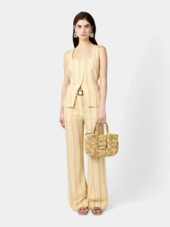 Roger Vivier Viv' Choc Mini Shopping Bag in Raffia Hot