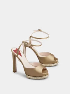 Roger Vivier Viv' Choc Platform Sandals in satin Clearance
