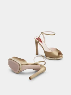 Roger Vivier Viv' Choc Platform Sandals in satin Clearance