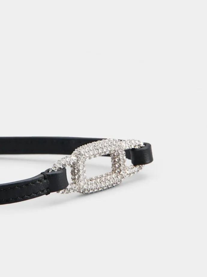 Roger Vivier Viv' Choc Strass Bracelet in leather Hot