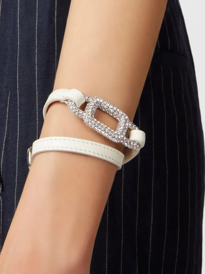 Roger Vivier Viv' Choc Strass Bracelet in leather Clearance