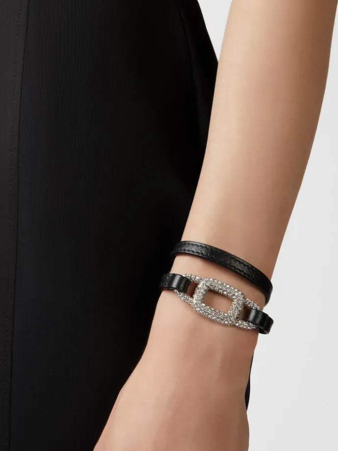 Roger Vivier Viv' Choc Strass Bracelet in leather Hot