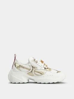 Roger Vivier Viv' on the Run Sneakers in leather and fabric Hot