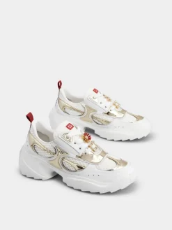 Roger Vivier Viv' on the Run Sneakers in leather and fabric Hot