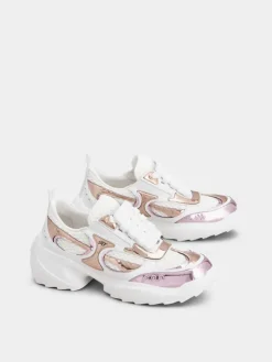 Roger Vivier Viv' on the Run Sneakers in leather and fabric Hot