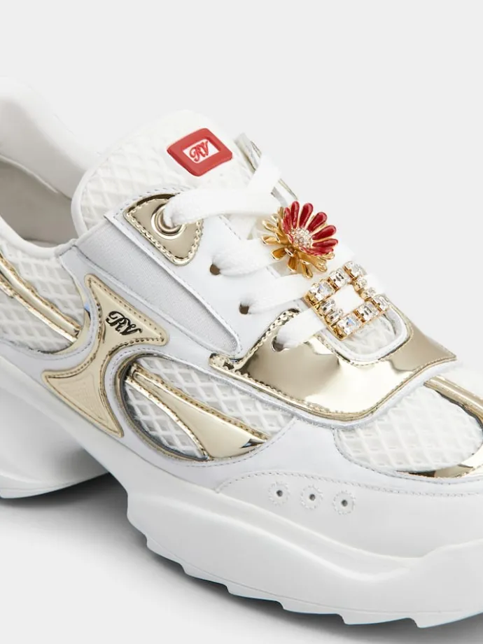 Roger Vivier Viv' on the Run Sneakers in leather and fabric Hot