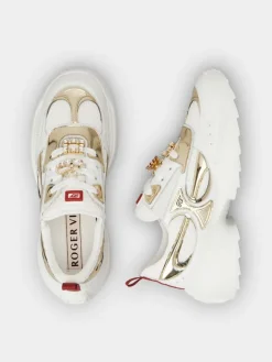 Roger Vivier Viv' on the Run Sneakers in leather and fabric Hot