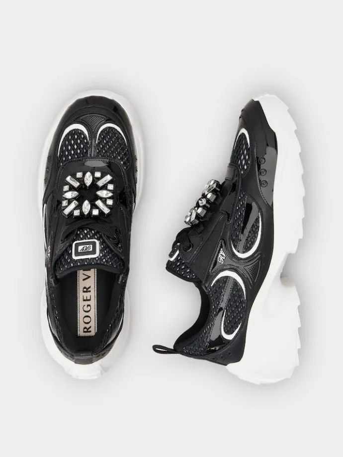 Roger Vivier Viv' on the Run Sneakers in patent leather and fabric Clearance