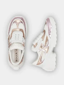 Roger Vivier Viv' on the Run Sneakers in leather and fabric Hot