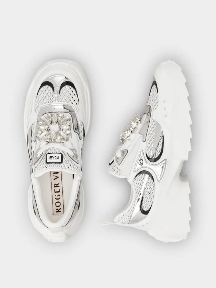Roger Vivier Viv' on the Run Sneakers in leather and fabric Fashion
