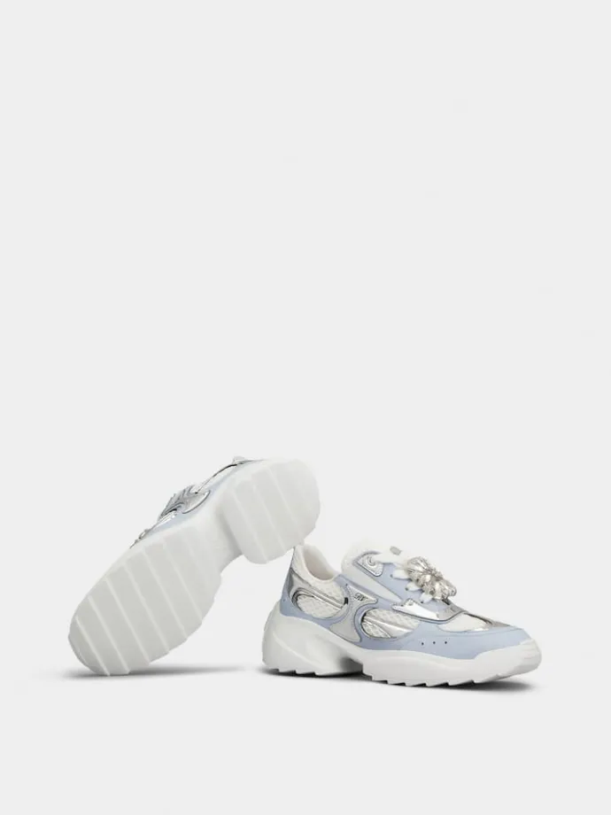 Roger Vivier Viv' on the Run Sneakers in leather and fabric Sale