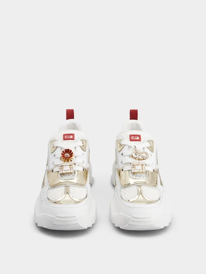 Roger Vivier Viv' on the Run Sneakers in leather and fabric Hot
