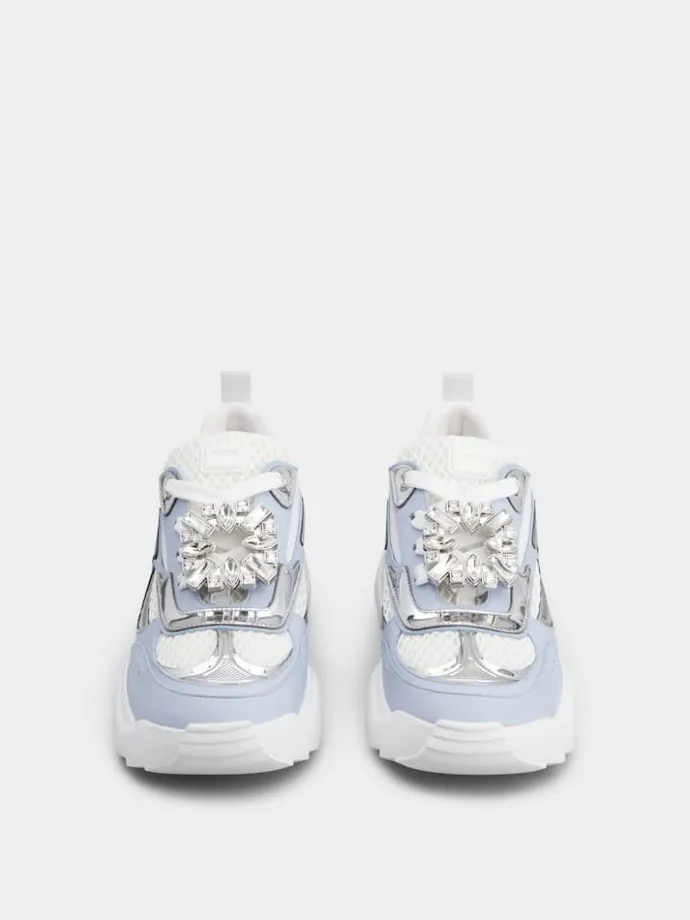 Roger Vivier Viv' on the Run Sneakers in leather and fabric Sale